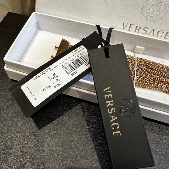 VERSACE Medusa Vanitas Black Enamel Gold-Tone Multi-Chain Medallion Bracelet - Picture 4 of 6